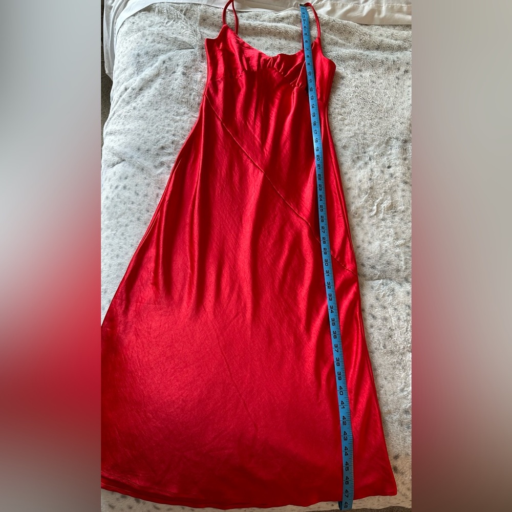 NWT Oak & Fort Red Satin Bias Cut Midi Dress XS - Picture 15 of 16